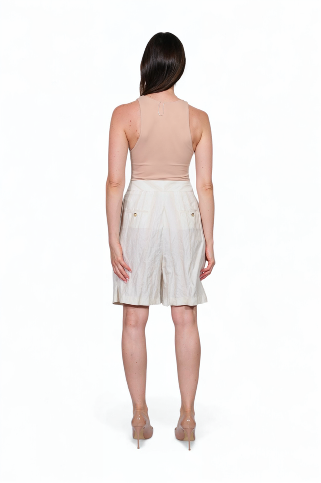 Fabiana Filippi Ivory Linen-Blend Pleated Shorts
