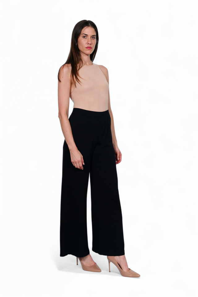 Fabiana Filippi Black Wide-Leg Knit Trousers