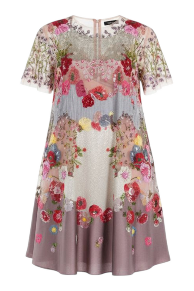 Valentino Floral Embroidered Tulle Dress