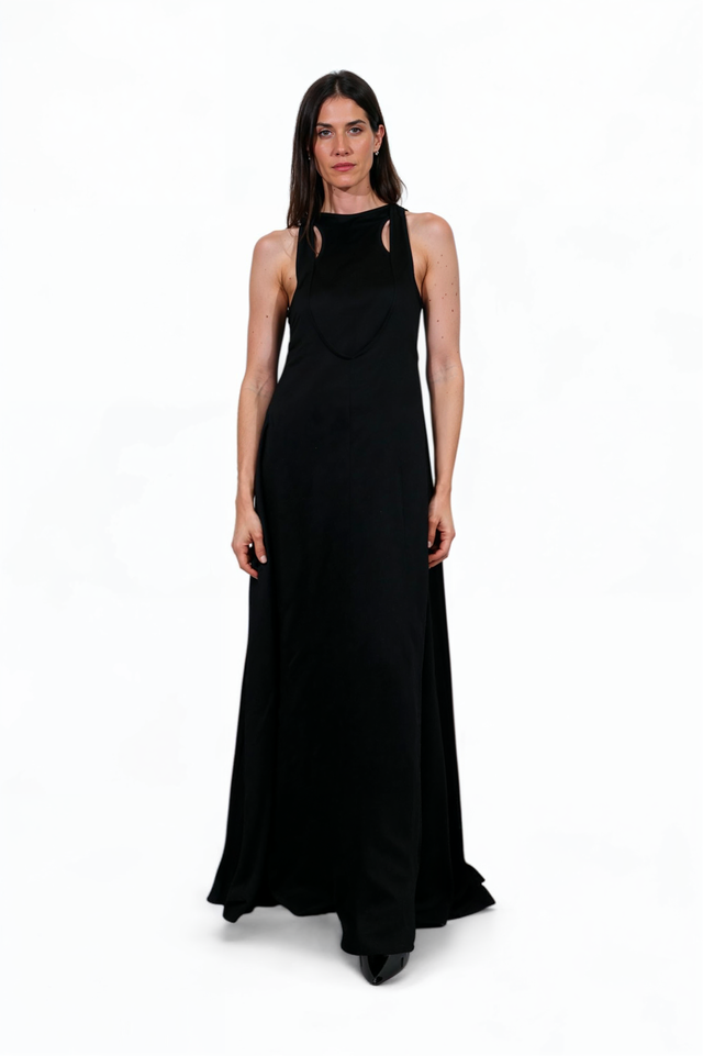 Valentino Black Cutout Halter Gown