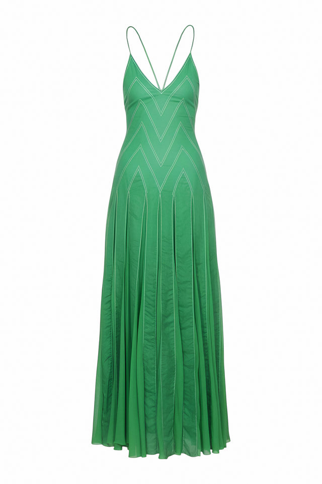 Valentino Chevron-Patterned Gown in Blue and Green