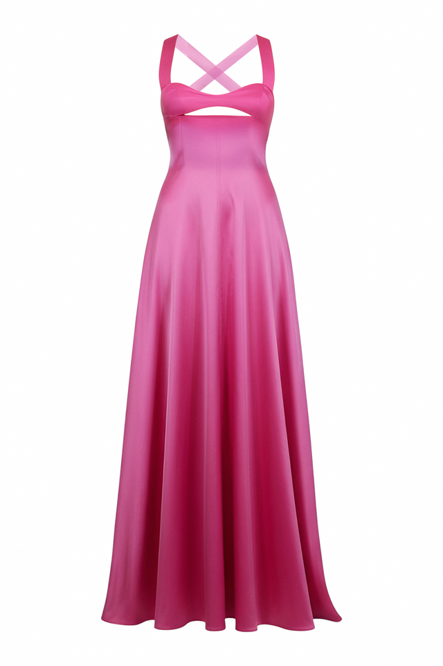 Valentino Fuchsia Satin Cut-Out Gown