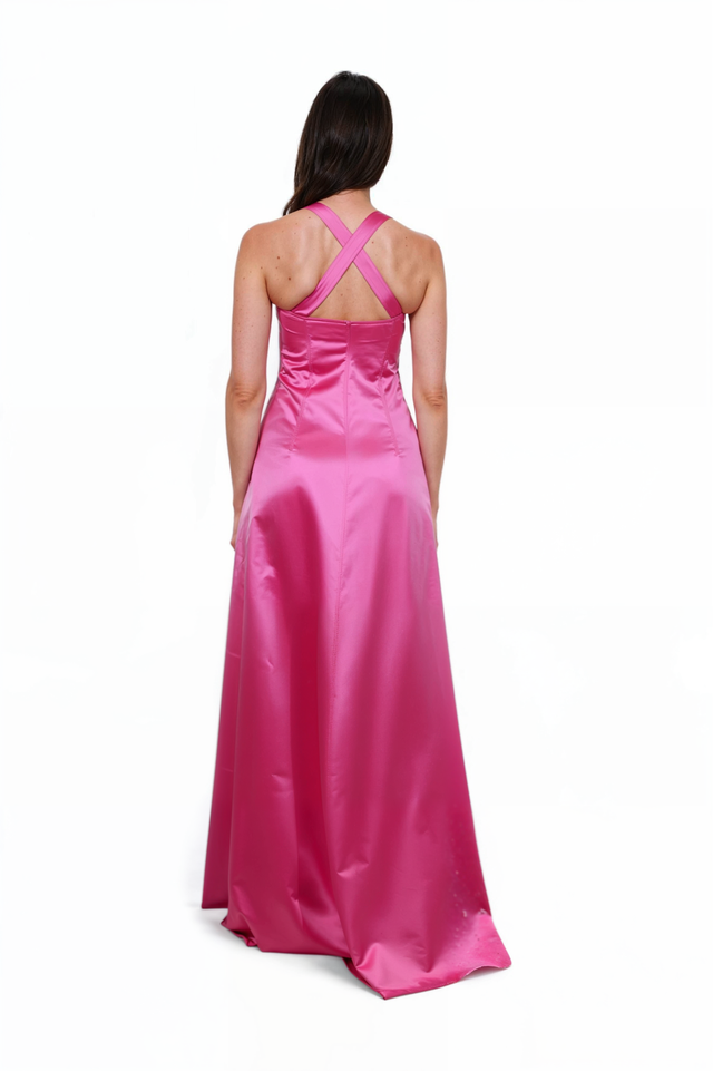 Valentino Fuchsia Satin Cut-Out Gown