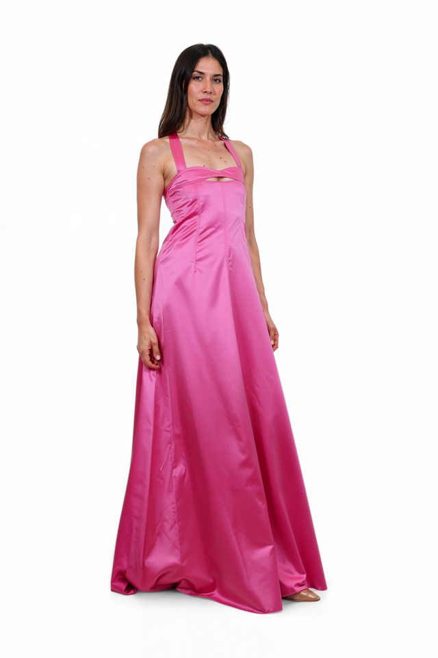 Valentino Fuchsia Satin Cut-Out Gown