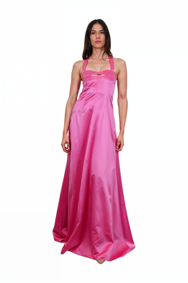 Valentino Fuchsia Satin Cut-Out Gown