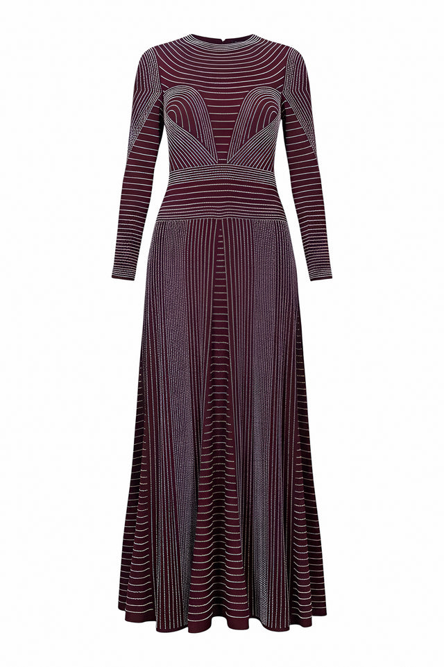Valentino Purple Beaded Knit Gown