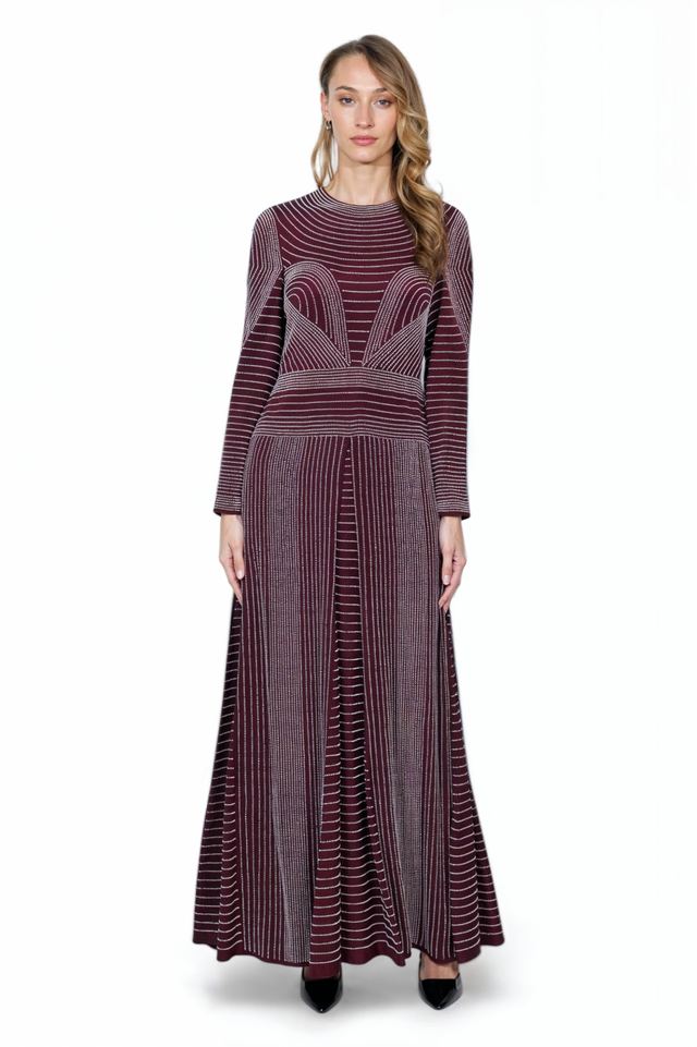 Valentino Purple Beaded Knit Gown