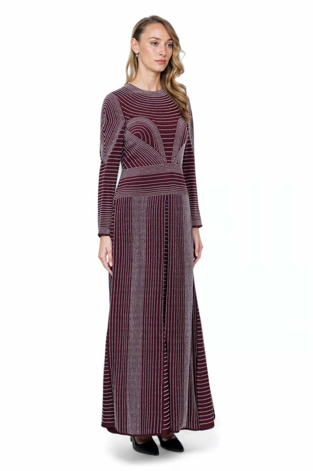 Valentino Purple Beaded Knit Gown