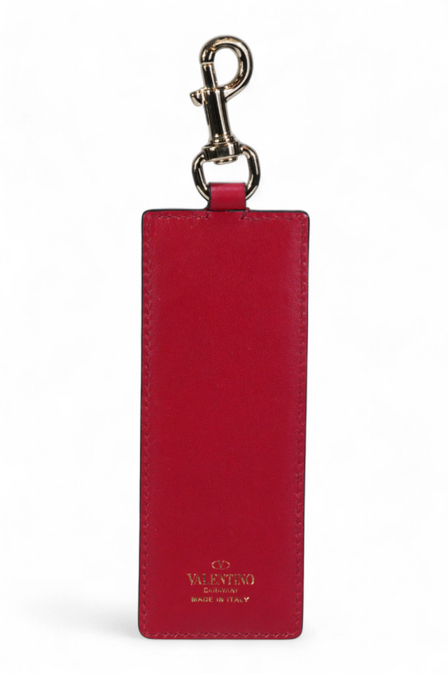 Valentino Garavani VLTN Leather Keychain — Red
