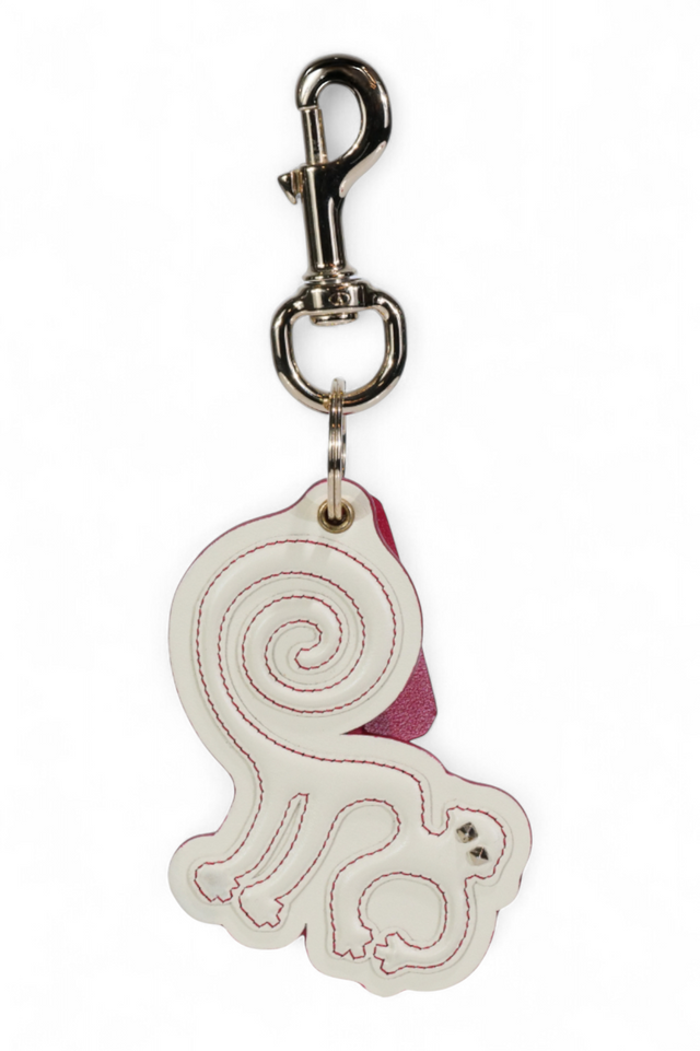 Valentino Garavani Rockstud Monkey Leather Keychain – Ivory