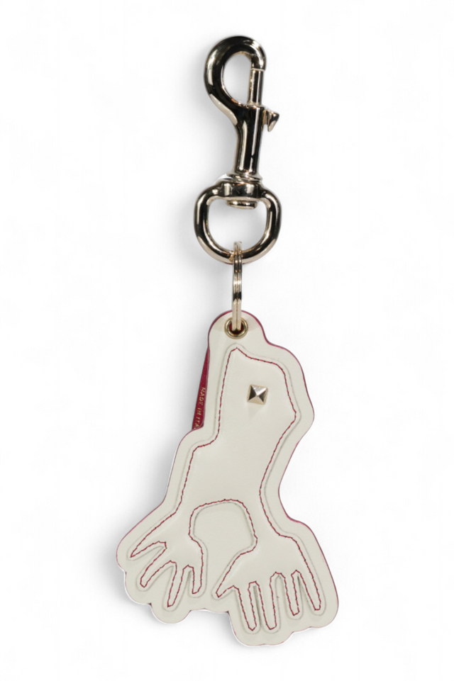 Valentino Garavani Rockstud Frog Keychain — Black or Ivory Leather