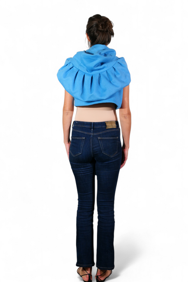 Valentino Hooded Cape with Scarf Tie — Sky Blue