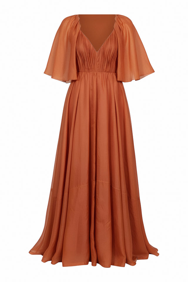 Valentino Bronze Gown with Draped Cape