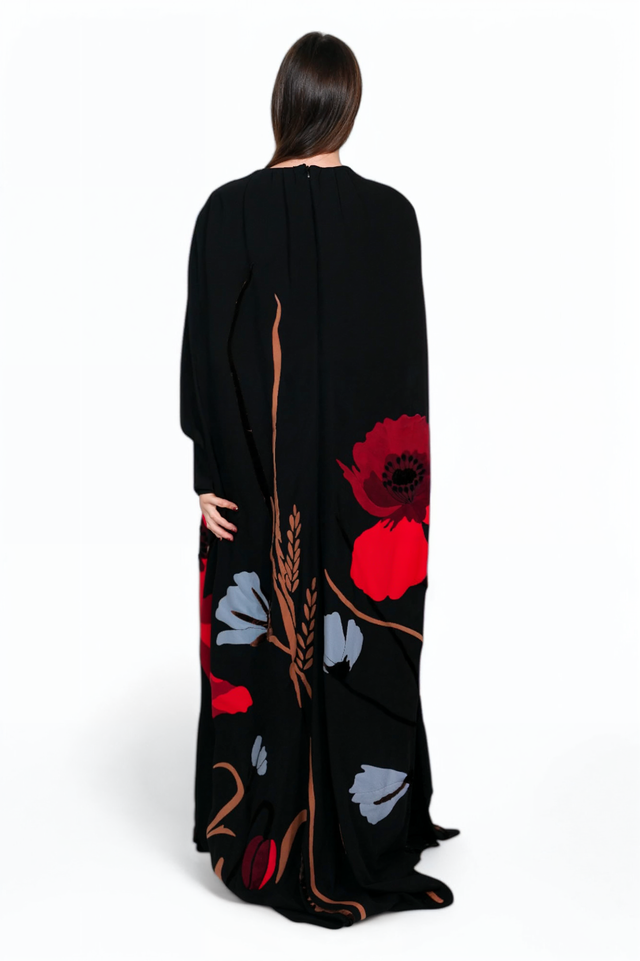 Valentino Black Floral Maxi Dress