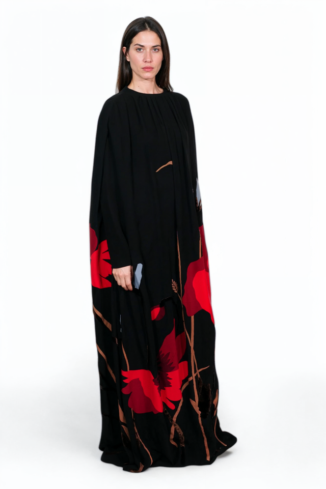 Valentino Black Floral Maxi Dress