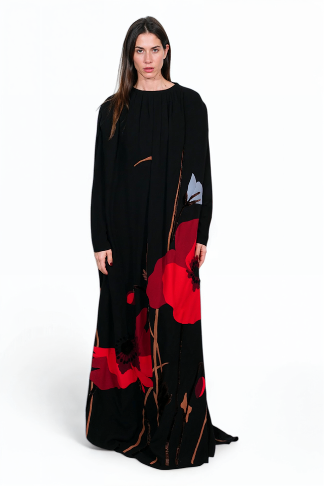 Valentino Black Floral Maxi Dress