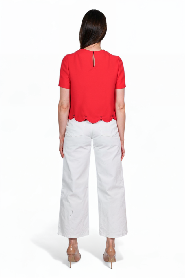 Valentino Scalloped Hem Crepe Top