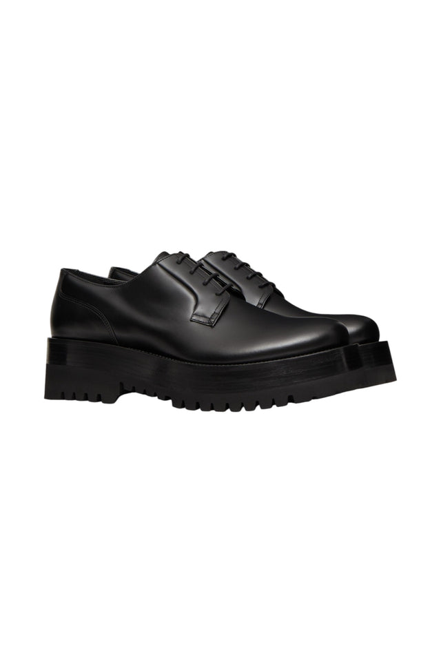 Valentino Garavani Leather Platform Derby Shoe – Black