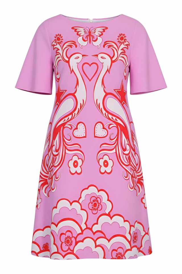 Valentino Lovebirds Print Shift Dress
