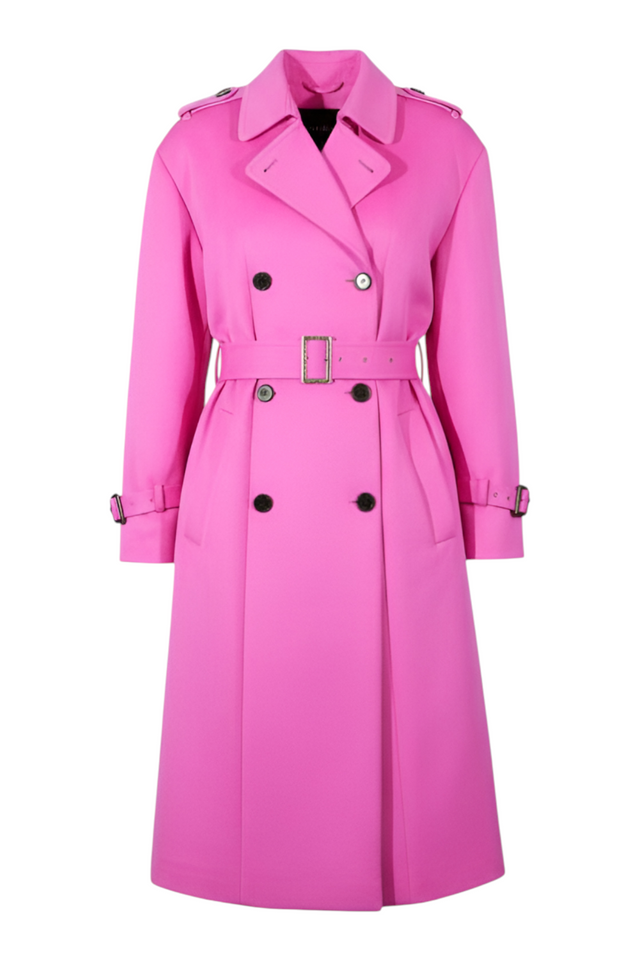 Valentino Double-Breasted Trench Coat — Fuchsia Pink