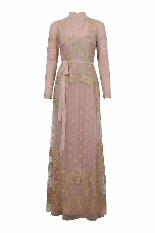 Valentino Garavani Blush & Gold Embroidered Tulle Gown