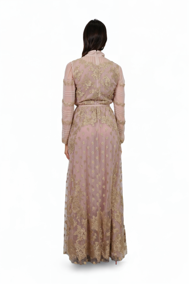 Valentino Garavani Blush & Gold Embroidered Tulle Gown