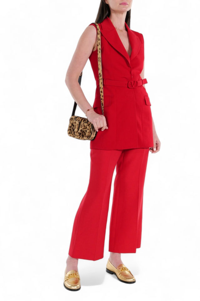Valentino Garavani Red Crêpe Couture High-Waisted Trousers