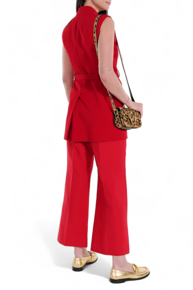 Valentino Garavani Red Crêpe Couture High-Waisted Trousers