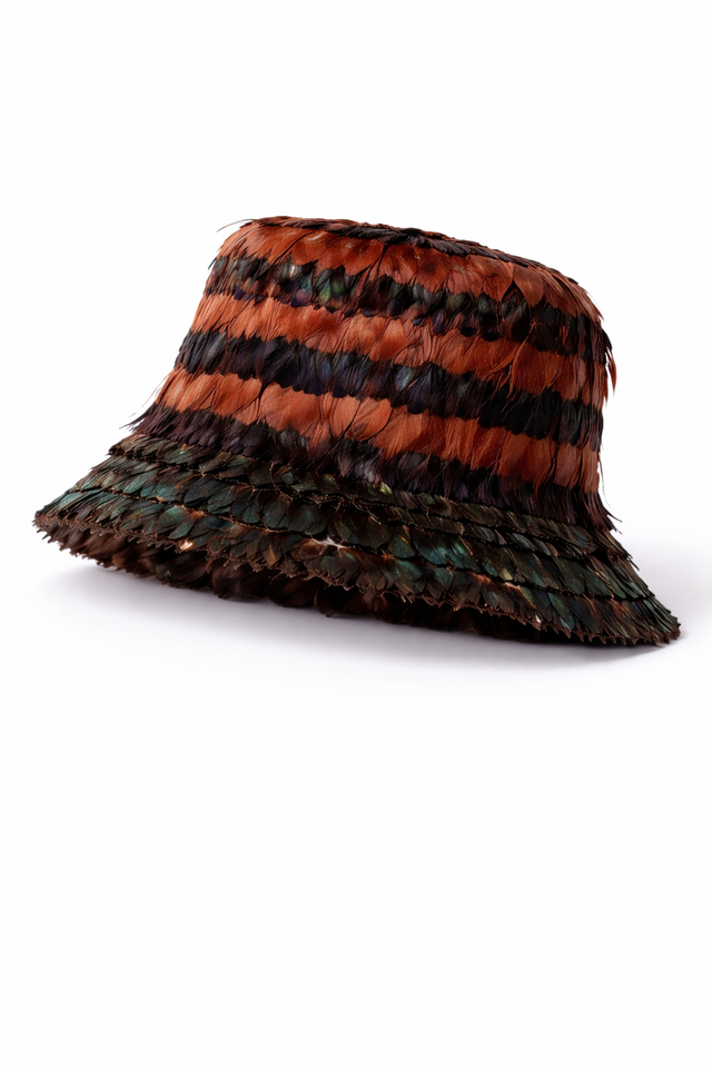 Valentino Garavani Multicolor Feather-Embellished Bucket Hat