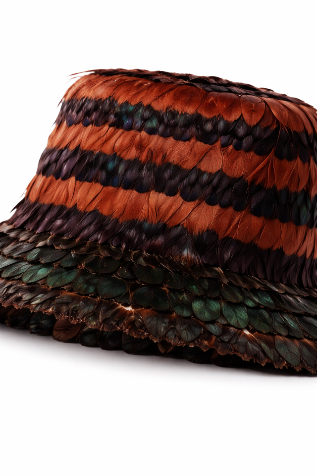 Valentino Garavani Multicolor Feather-Embellished Bucket Hat
