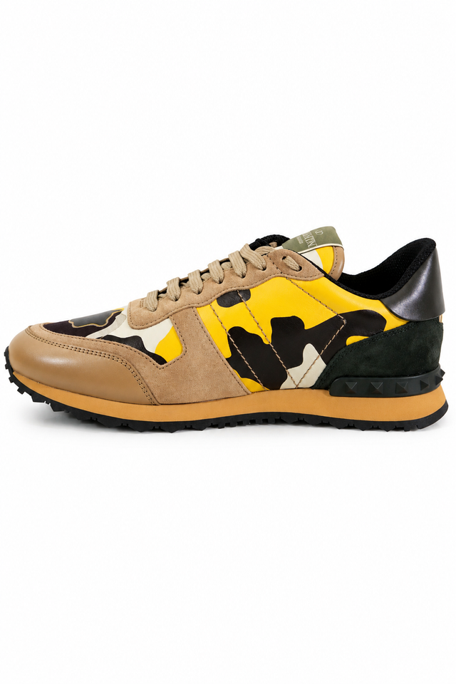 Valentino Garavani Rockrunner Camouflage Sneakers – Beige/Yellow/Black