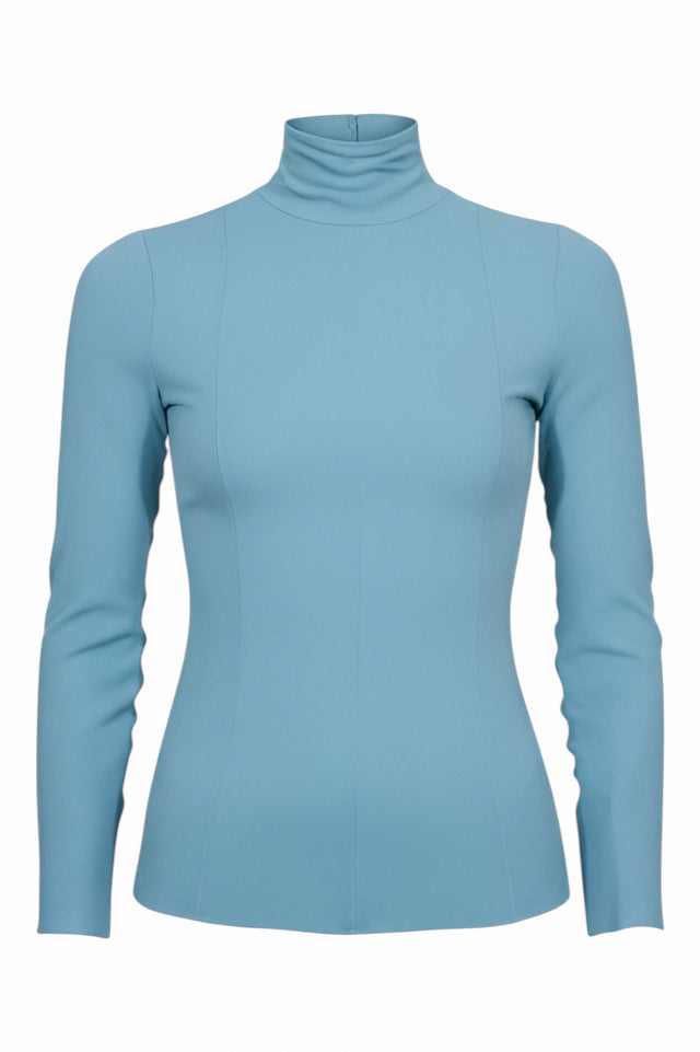 Valentino Light Blue Stretch Turtleneck Blouse