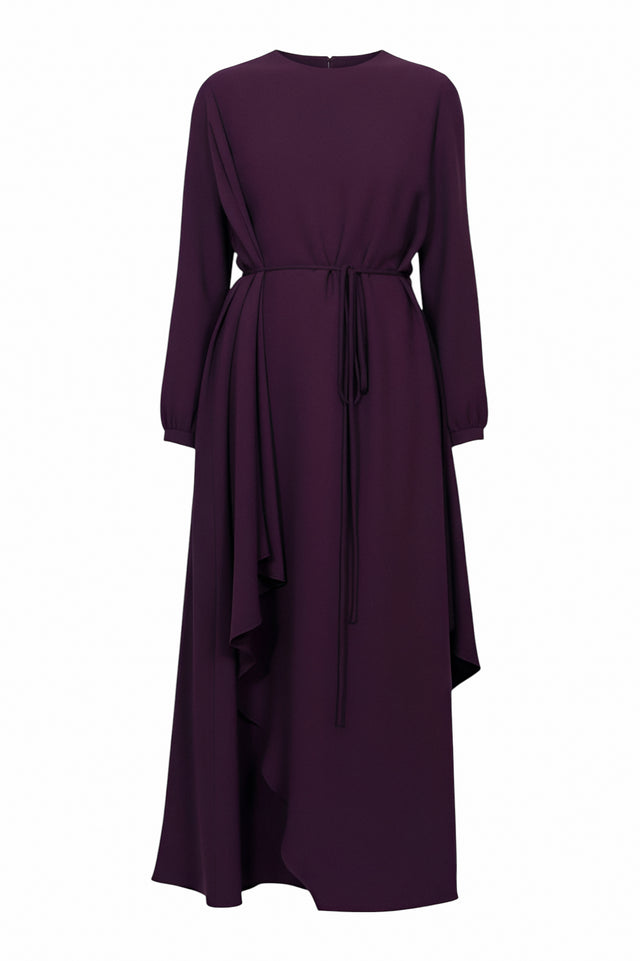 Valentino Deep Plum Asymmetrical Drape Gown
