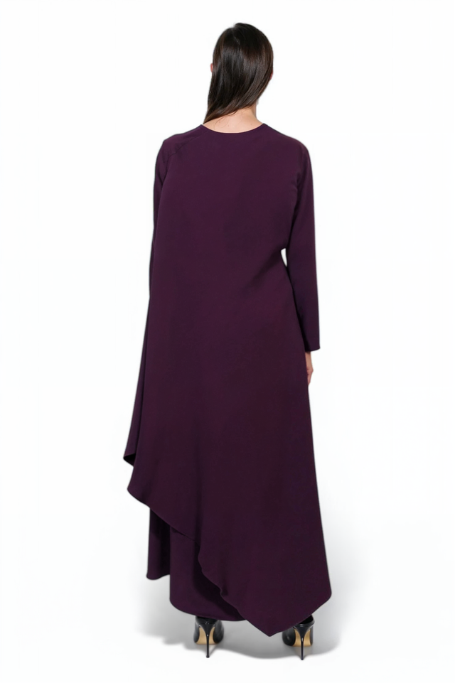 Valentino Deep Plum Asymmetrical Drape Gown