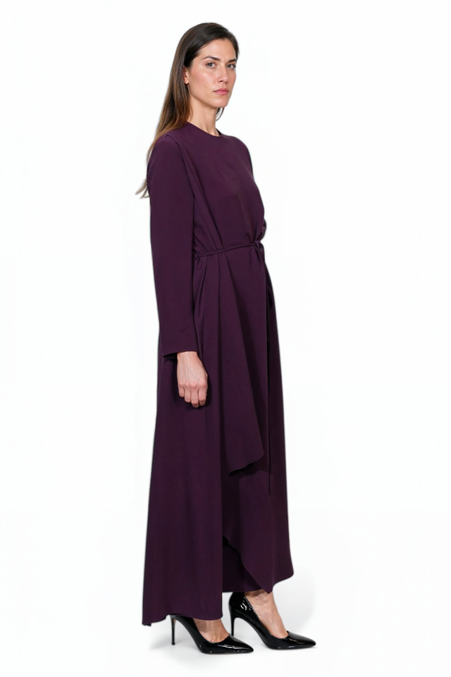 Valentino Deep Plum Asymmetrical Drape Gown