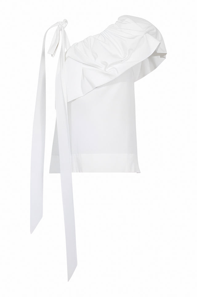 Valentino One-Shoulder Sculpted Ruffle Top