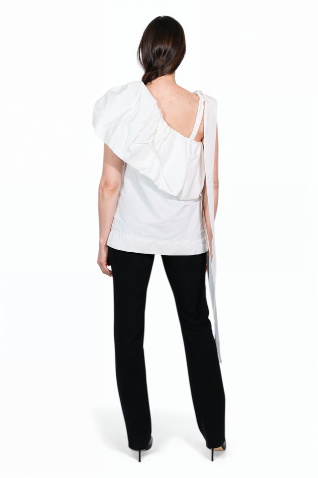 Valentino One-Shoulder Sculpted Ruffle Top