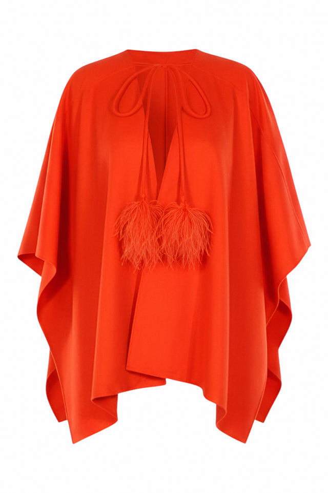 Valentino Elegant Feather-Trimmed Cape