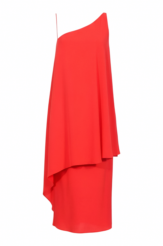 Valentino Red Asymmetrical Draped Dress
