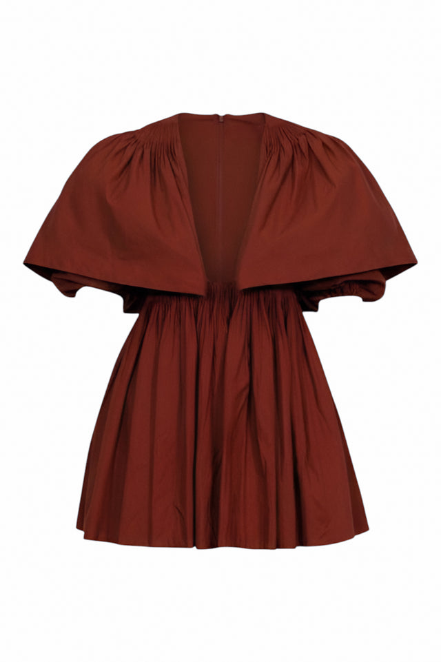 Valentino Cape-Overlay Smocked Mini Dress