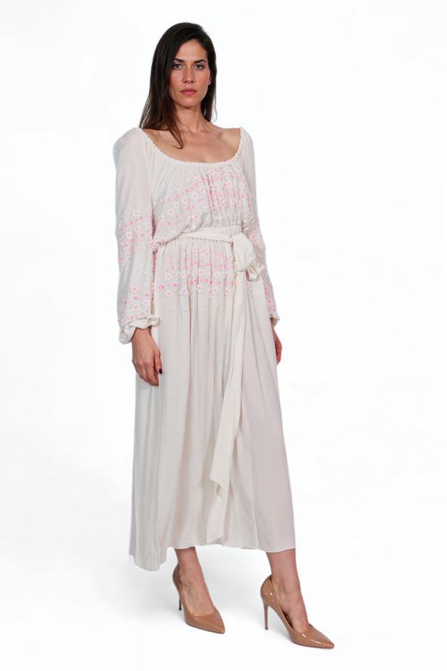 Valentino Embroidered Peasant Maxi Dress