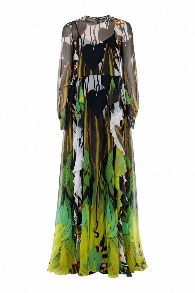 Valentino Jungle-Inspired Sheer Evening Gown