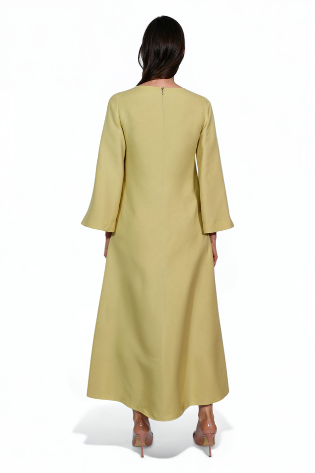 Valentino Light Chartreuse Crepe Maxi Dress