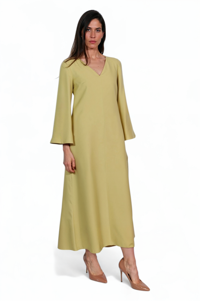 Valentino Light Chartreuse Crepe Maxi Dress