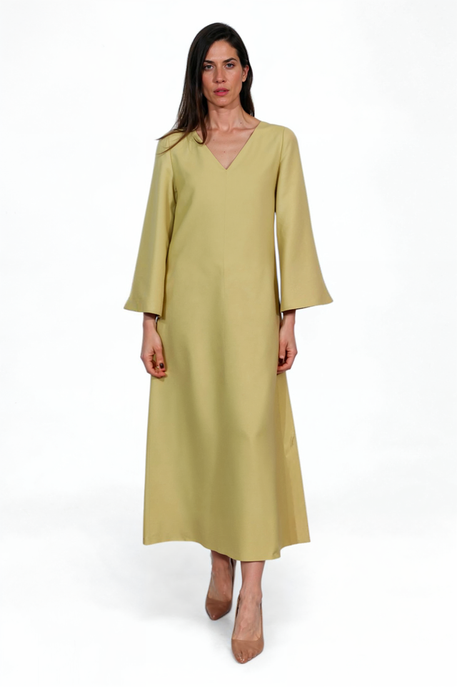Valentino Light Chartreuse Crepe Maxi Dress