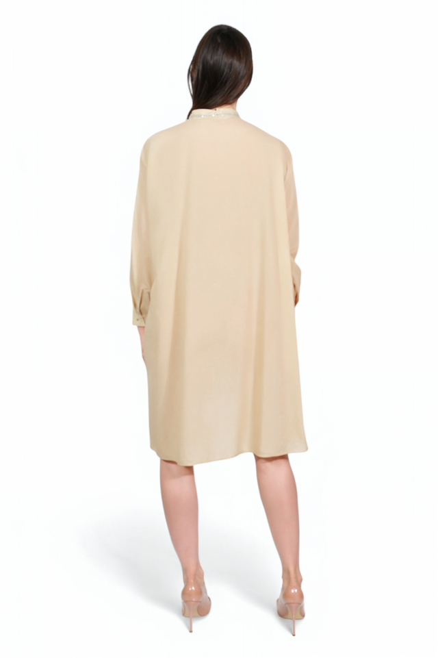 Fabiana Filippi Beige Cotton Poplin Shirt Dress