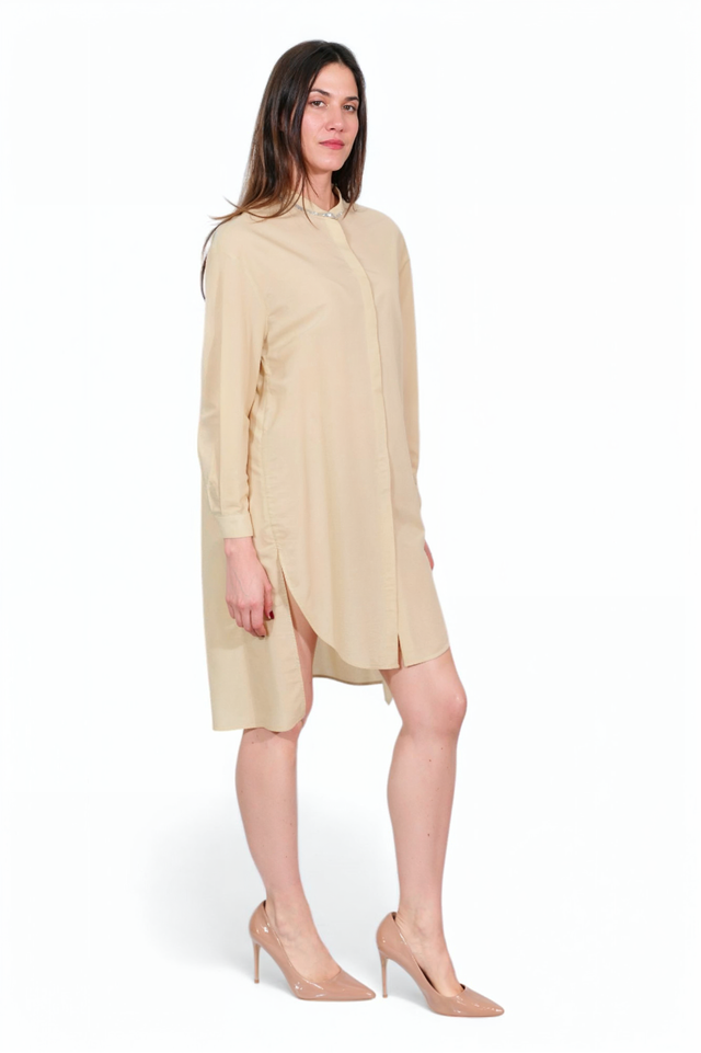 Fabiana Filippi Beige Cotton Poplin Shirt Dress