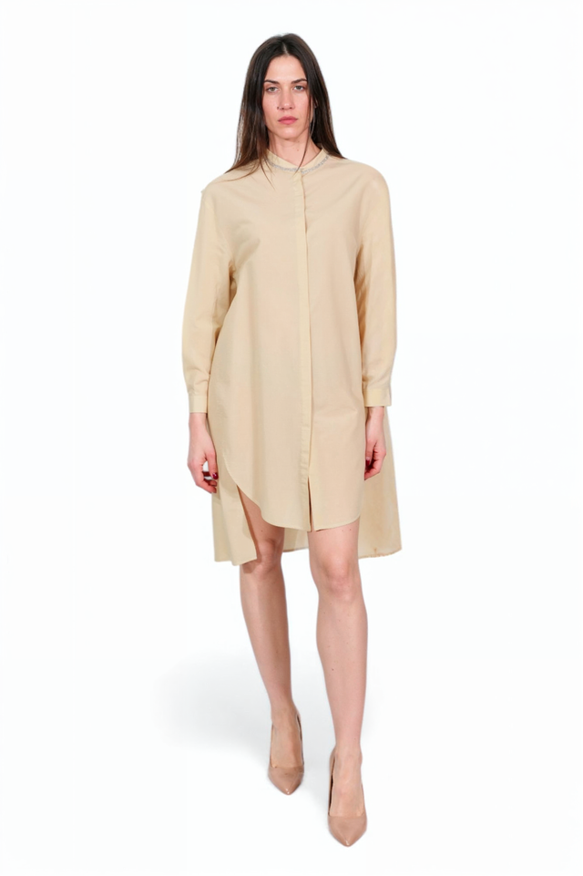 Fabiana Filippi Beige Cotton Poplin Shirt Dress