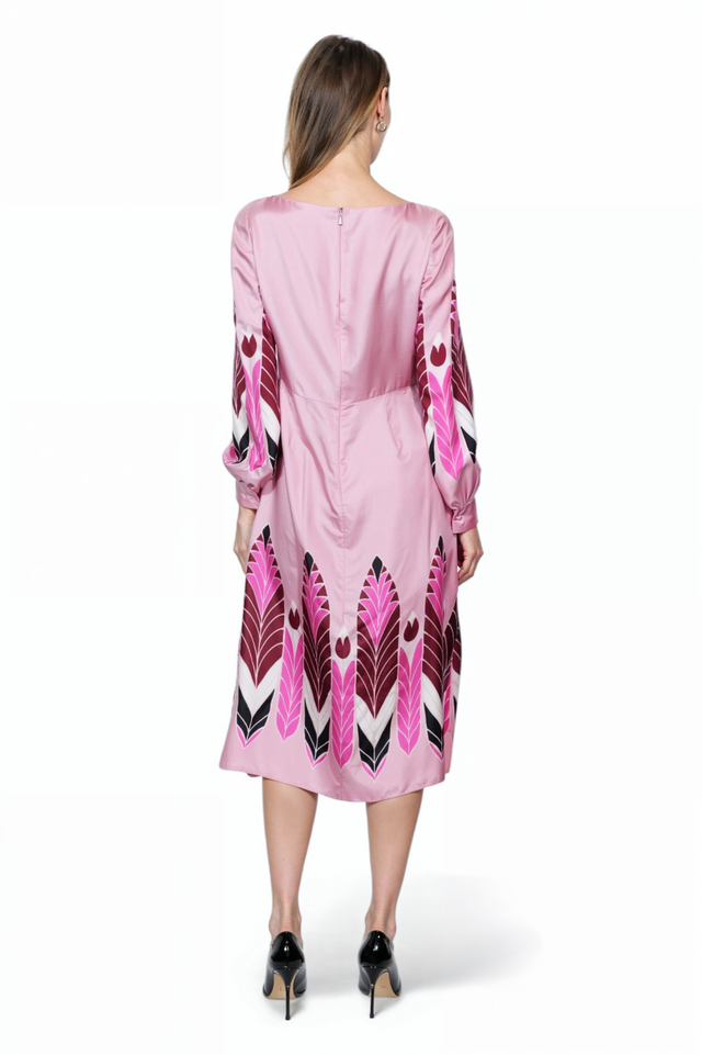Valentino Pink Geometric Midi Dress