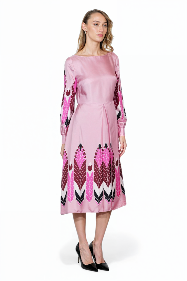 Valentino Pink Geometric Midi Dress